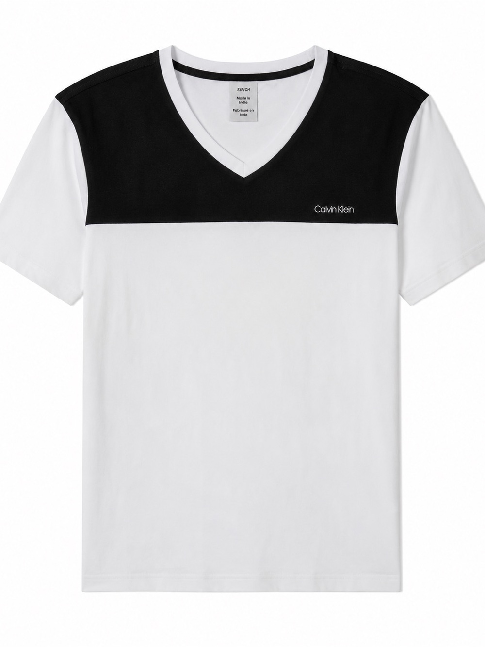 Calvin Klein Colorblock V-Neck Tee-Small